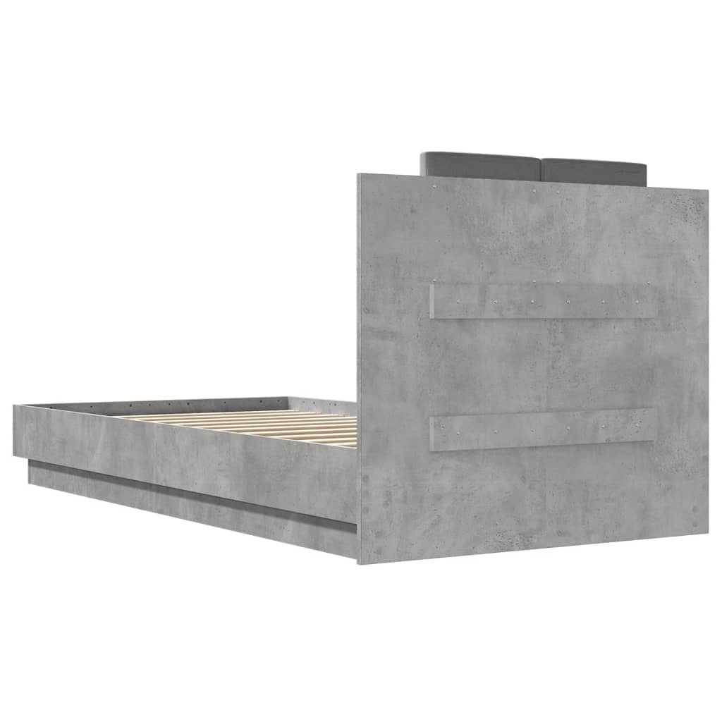 sengeramme med sengegavl 75x190 cm konstrueret træ betongrå