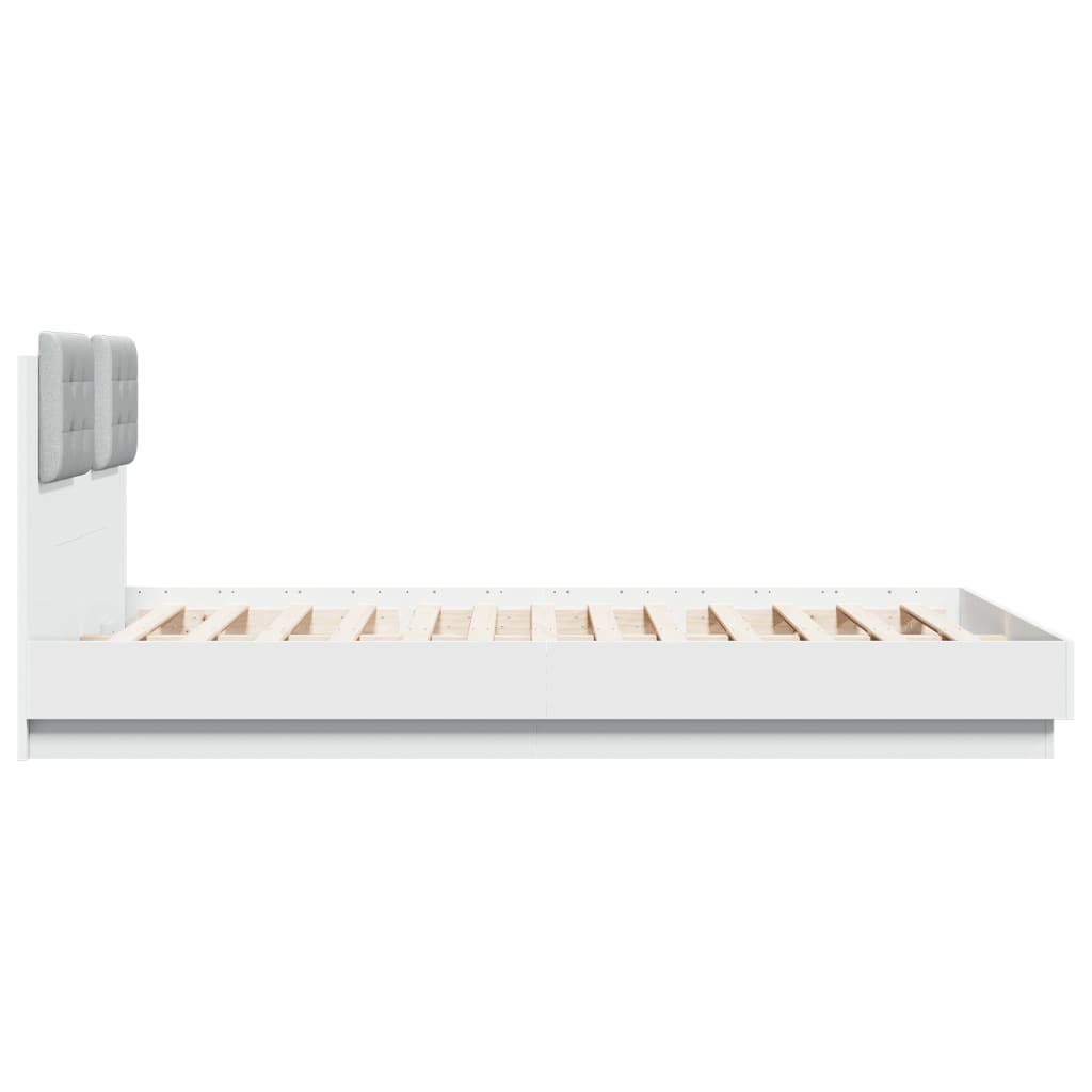 sengeramme med sengegavl og LED-lys 120x200 cm hvid