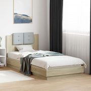 sengeramme med sengegavl og LED-lys 100x200 cm sonoma-eg