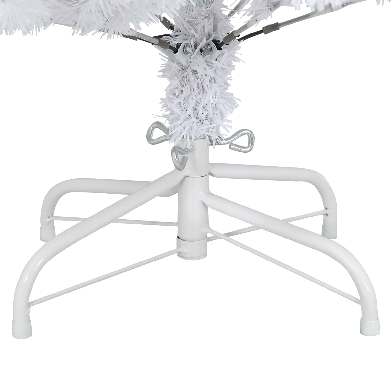 Kunstigt juletræ med 150 LED'er Hvid 150 cm PVC og metal