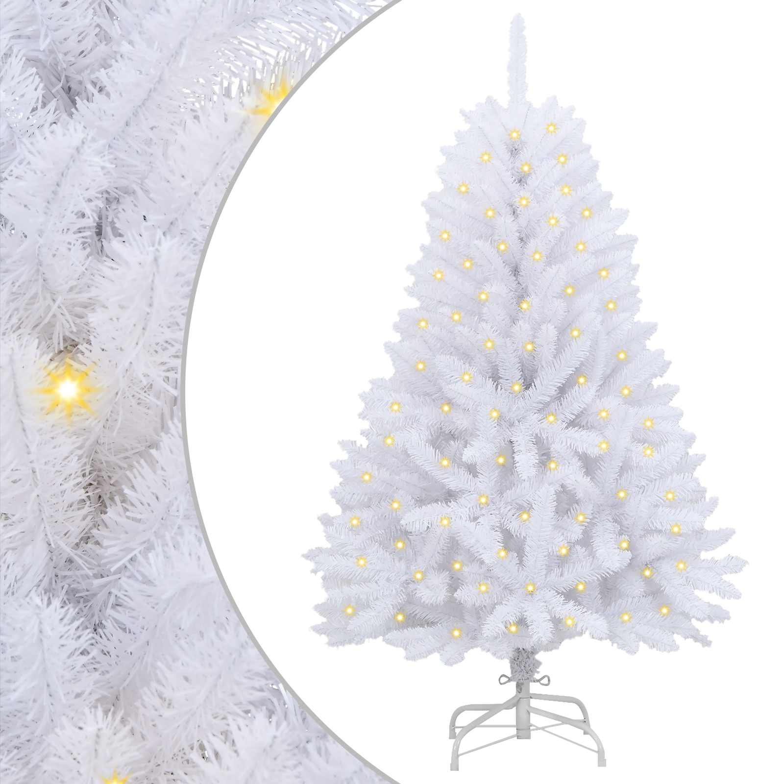 Kunstigt juletræ med 150 LED'er Hvid 150 cm PVC og metal