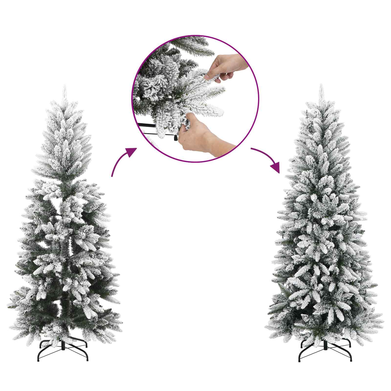 Kunstigt juletræ med 150 LED'er Hvid 150 cm PVC og metal