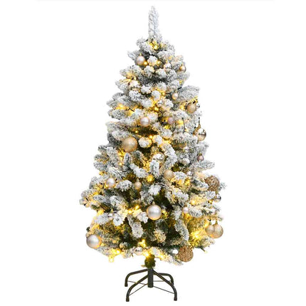 kunstigt juletræ 150 LED'er og kuglesæt hængslet 120 cm