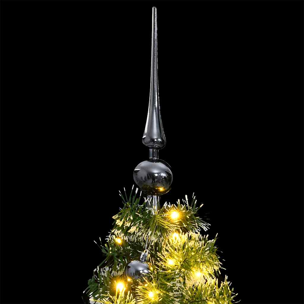 kunstigt juletræ 150 LED'er og kuglesæt hængslet 120 cm