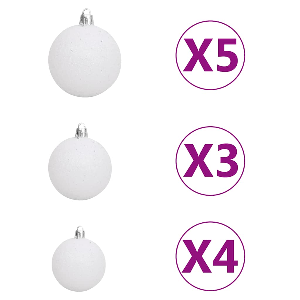 kunstigt juletræ 150 LED'er og kuglesæt hængslet 120 cm