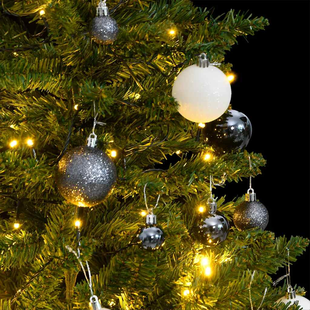 kunstigt juletræ 150 LED'er og kuglesæt hængslet 120 cm