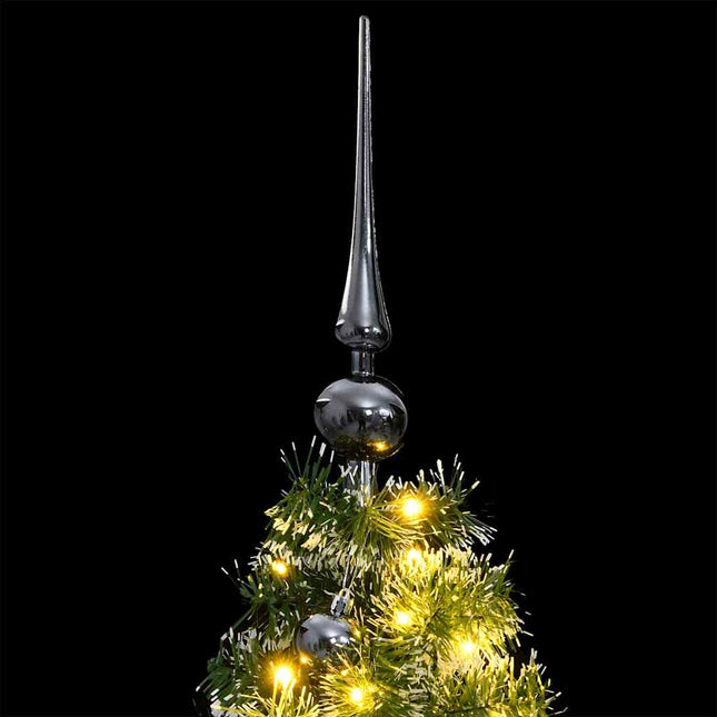 kunstigt juletræ 150 LED'er og kuglesæt hængslet 150 cm