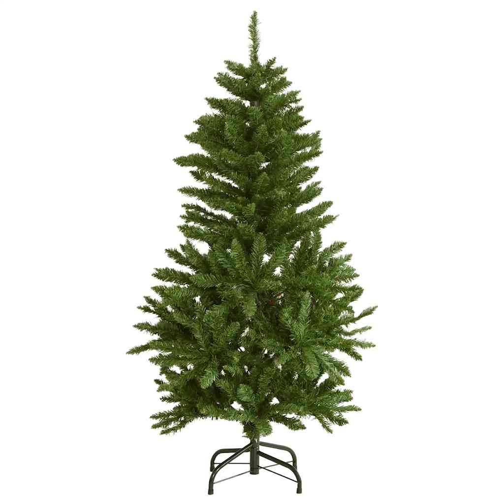 kunstigt juletræ 150 LED'er og kuglesæt hængslet 150 cm