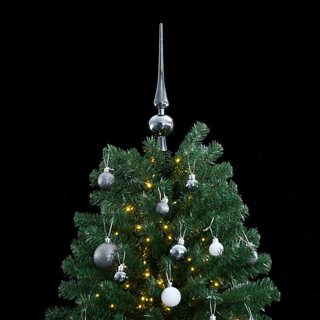 kunstigt juletræ 300 LED'er og kuglesæt hængslet 210 cm