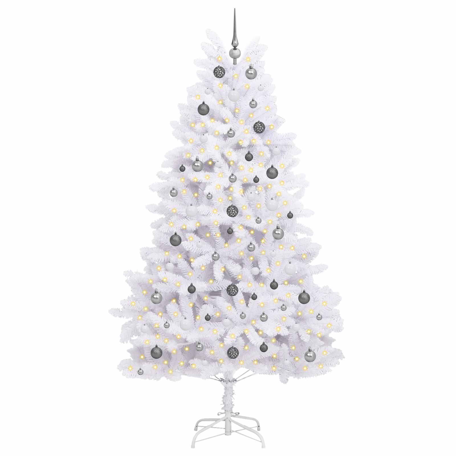 Kunstigt juletræ Hvid 120 x 120 x 240 cm PVC og metal