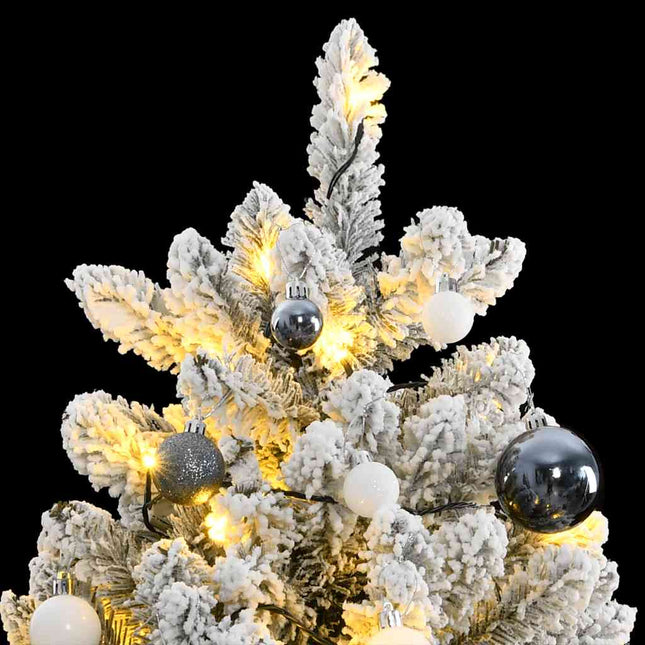 kunstigt juletræ 300 LED'er og kuglesæt hængslet 270 cm