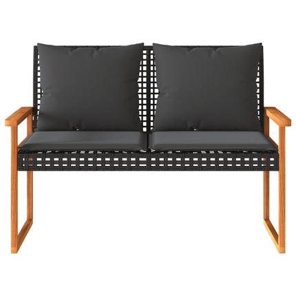 loungesæt til haven 4 dele med hynder polyrattan sort