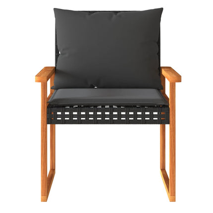 loungesæt til haven 4 dele med hynder polyrattan sort