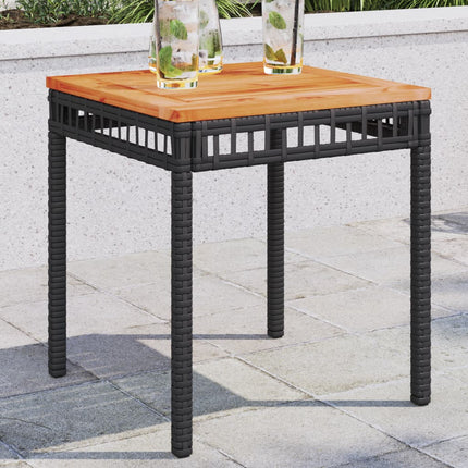 havebord 38x38x42 cm polyrattan og akacietræ sort