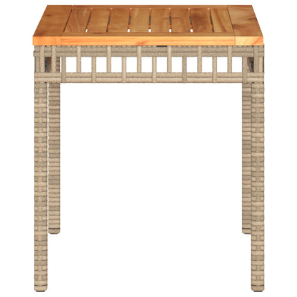 havebord 38x38x42 cm polyrattan og akacietræ beige