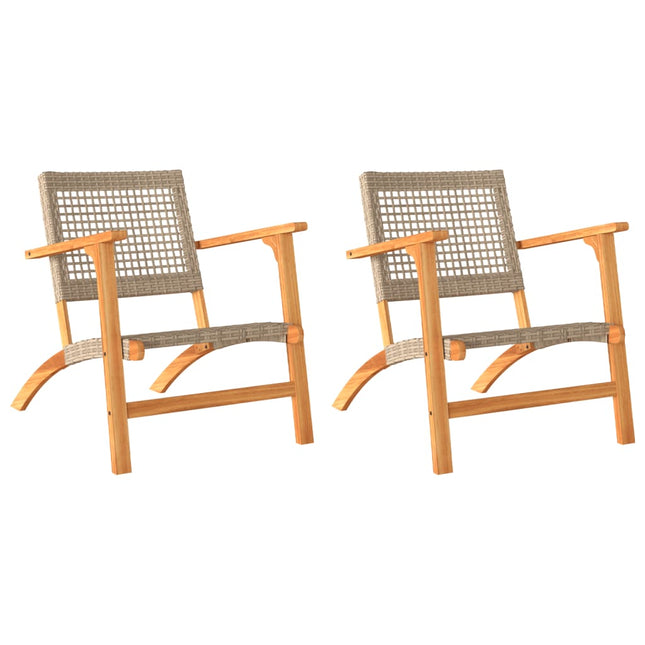 havestole 2 stk. polyrattan og akacietræ beige
