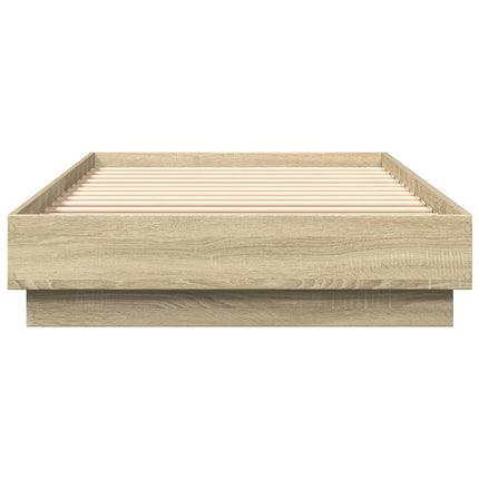 sengeramme med LED-lys 90x200 cm sonoma-eg