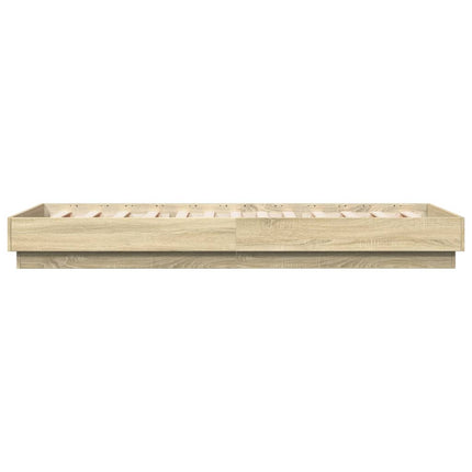 sengeramme med LED-lys 90x200 cm sonoma-eg
