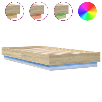 sengeramme med LED-lys 75x190 cm sonoma-eg