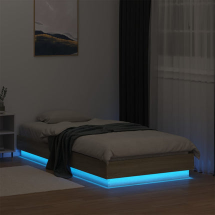 sengeramme med LED-lys 75x190 cm sonoma-eg