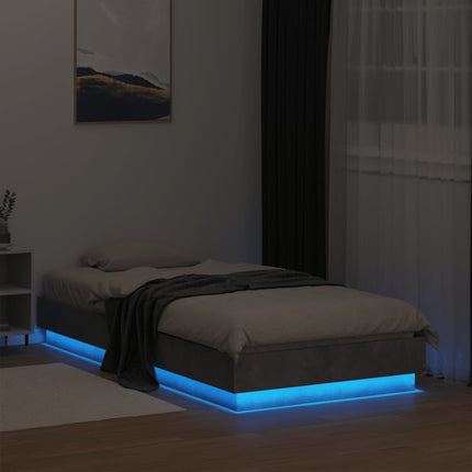 sengeramme med LED-lys 75x190 cm betongrå