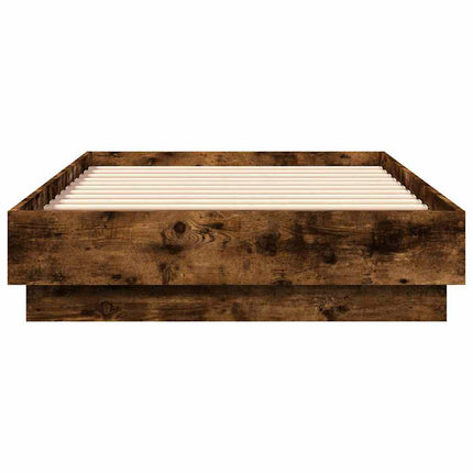 sengeramme med LED-lys 75x190 cm røget egetræ