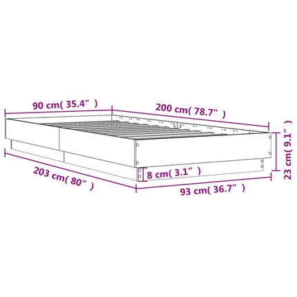 sengeramme 90x200 cm konstrueret træ hvid