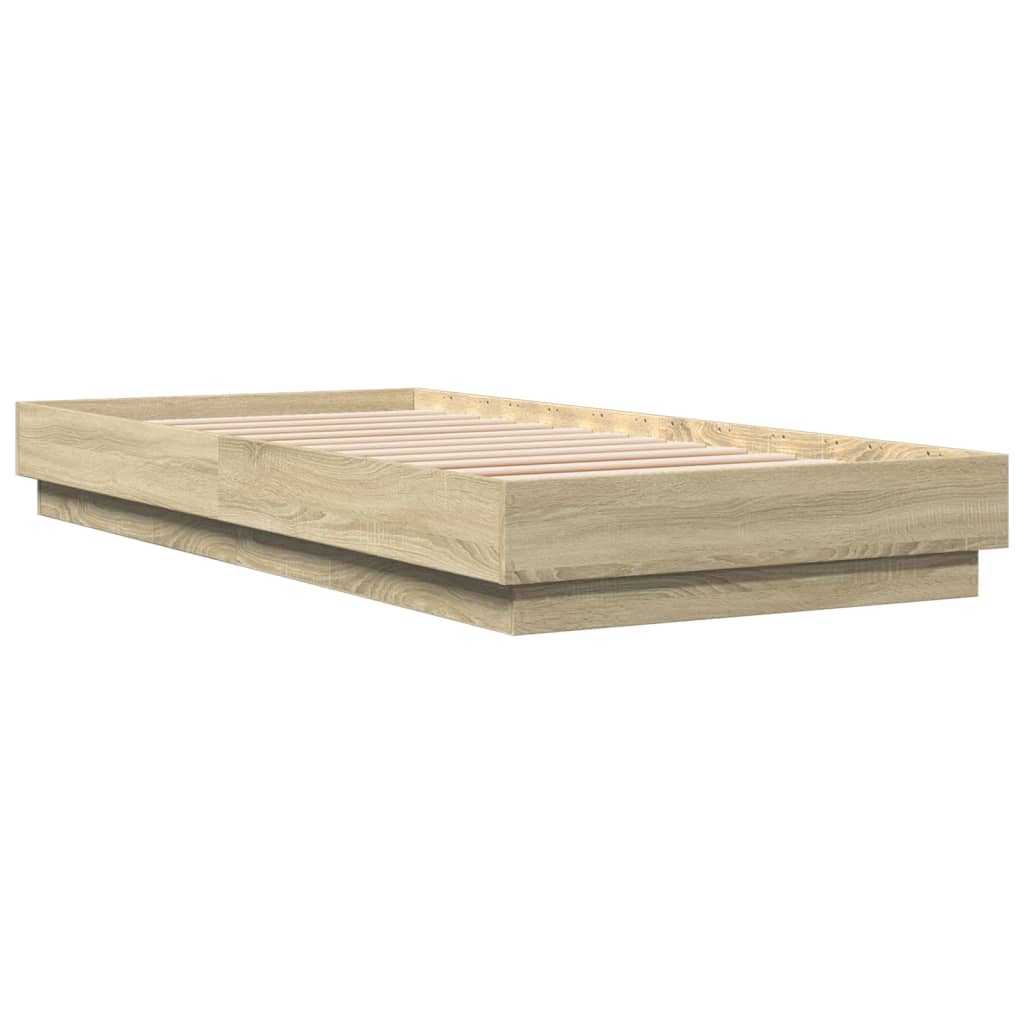 sengeramme 90x200 cm uden madras konstrueret træ sonoma-eg