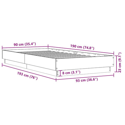 sengeramme 90x190 cm konstrueret træ hvid