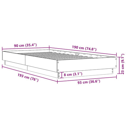 sengeramme 90x190 cm konstrueret træ sort