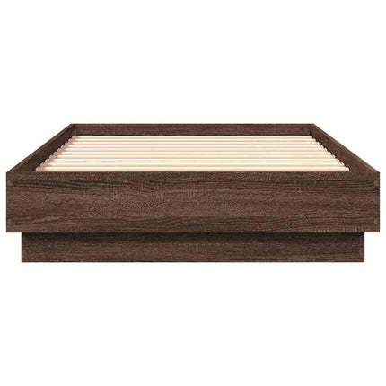 sengeramme 90x190 cm uden madras konstrueret træ brunt eg