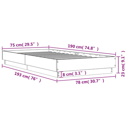 sengeramme 75x190 cm konstrueret træ sort