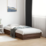 sengeramme 75x190 cm uden madras konstrueret træ brunt eg