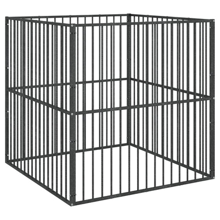 hundegård 4 paneler galvaniseret stål sort