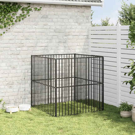 hundegård 4 paneler galvaniseret stål sort