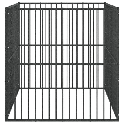 hundegård 4 paneler galvaniseret stål sort