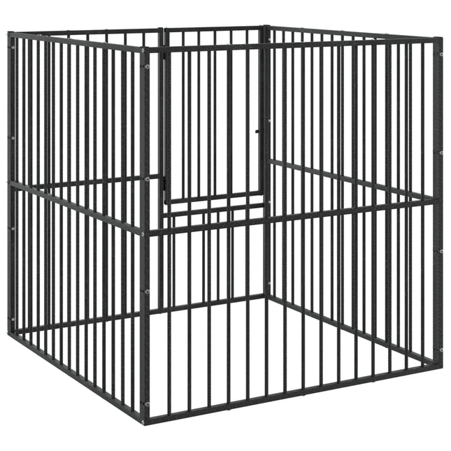 hundegård 4 paneler galvaniseret stål sort