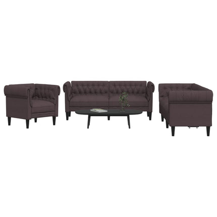 sofasæt 3 dele stof mørkebrun
