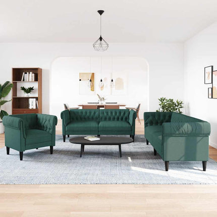 sofasæt 3 dele stof mørkegrøn