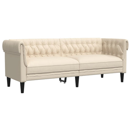 sofasæt 3 dele stof cremefarvet
