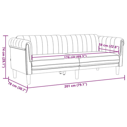 sofasæt 3 dele velour brun