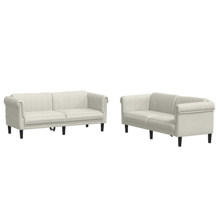 sofasæt 2 dele velour cremefarvet