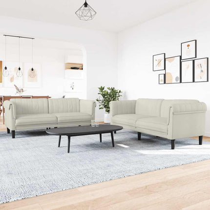 sofasæt 2 dele velour cremefarvet