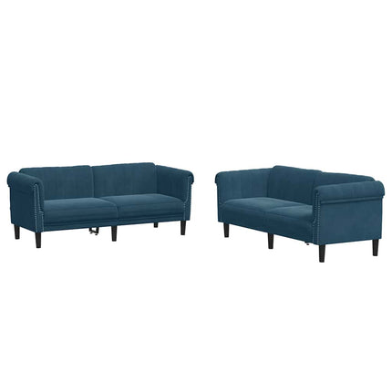 sofasæt 2 dele velour blå