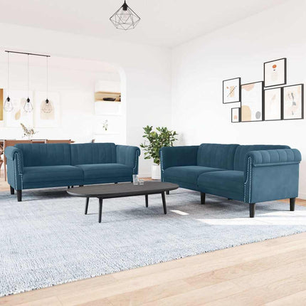 sofasæt 2 dele velour blå
