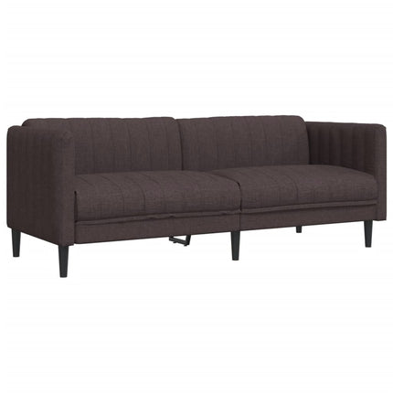 sofasæt 3 dele stof mørkebrun