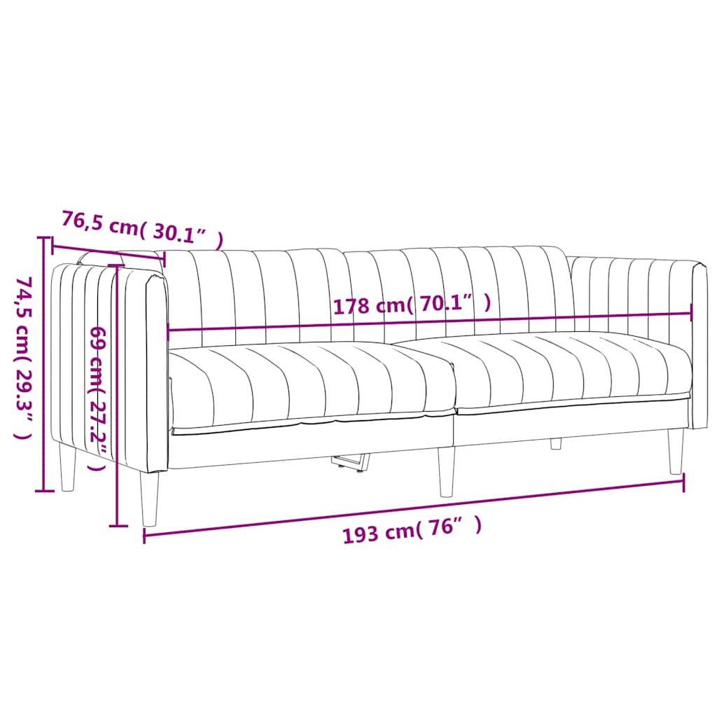 sofasæt 3 dele stof brun