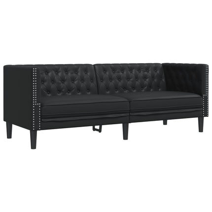 3-personers Chesterfield-sofasæt kunstlæder sort