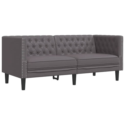 3-personers Chesterfield-sofasæt kunstlæder grå