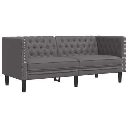 2-personers Chesterfield-sofasæt kunstlæder grå